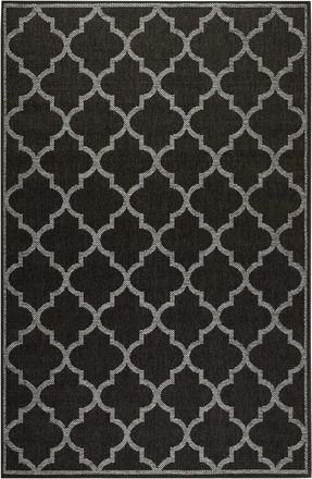 Wecon Home Alfombra negro con diseño oriental gris para exterior 200x133