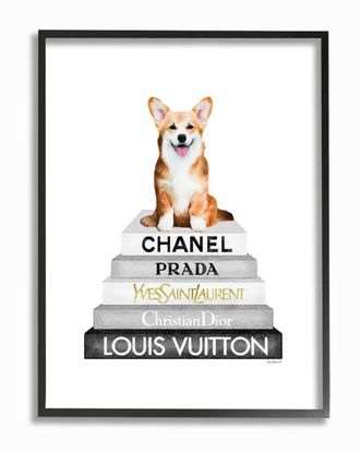 Stupell Industries Smiling Corgi Puppy On Glam Fashion Icon Book Wall Art