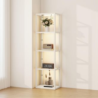 HOMCOM LED Floor Lamp with Glass Shelves - Dimmable Room Lamp - Grey | TJ Hughes