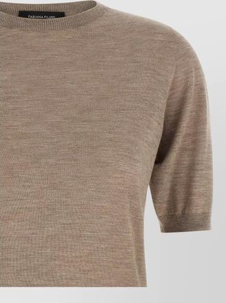 Fabiana Filippi cashmere silk ribbed crewneck short-sleeve sweater
