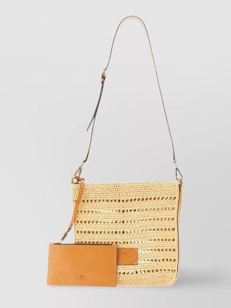 Etro perforated raffia shoulder bag