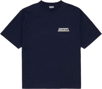 Balenciaga Masking Tape Jersey T-Shirt - Heren - T-shirts - Blauw - L - Nylon - Tops