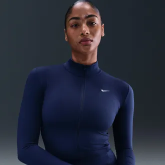 Nike Womens One Fitted Dri-FIT Full-Zip Jacket in Blue | IM7046-410