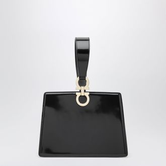 Ferragamo Black double Gancini mini clutch