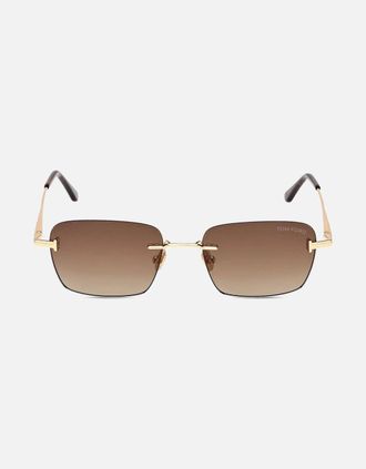 Tom Ford Mens Jake 02 Shiny Deep Gold Sunglasses Brown - Size: OS