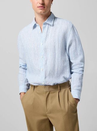 Sunspel Mens Striped pure linen shirt