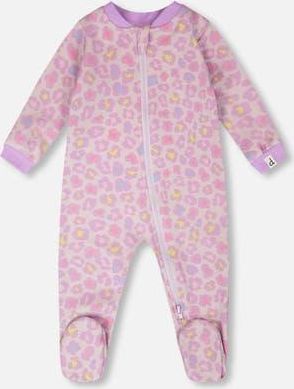 Deux par Deux Organic Cotton Animal Print One-Piece Pyjama in Purple Animal Print at Nordstrom, Size 24M
