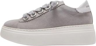Emanuelle Vee Bice Sneakers in As Suede met Oogjes - Dames - Sneakers - Grijs - 39 EU - Su&egrave;de - Schoenen