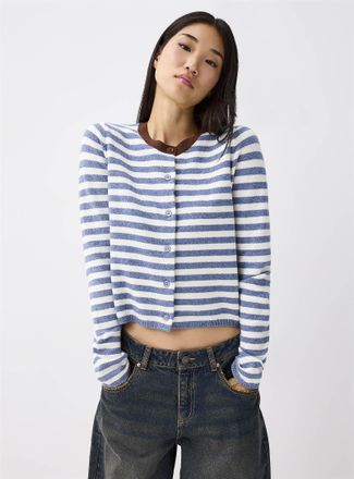 Twik Womens Multi-striped Cardigan Sweater