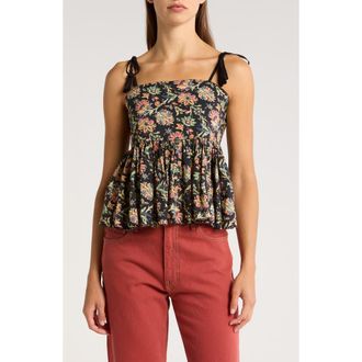 The Great. The Dainty Floral Sleeveless Top in Black Print at Nordstrom Rack, Size 1