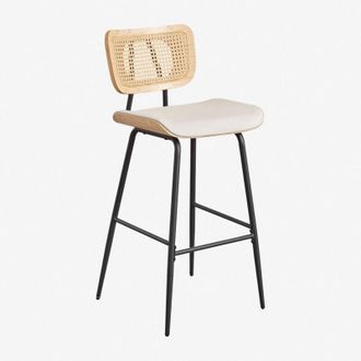 Sklum Sklum - Taburete Alto En Madera, Rat&aacute;n Y Polipiel Raysa