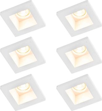QAZQA Set of 6 Recessed Spotlights White 12cm Square - Gypsy Stucco