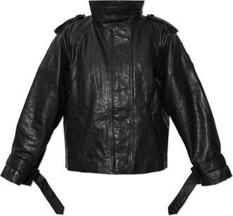 AllSaints Serne Leren Jas - Dames - Leren en Su&egrave;de Jassen - Zwart - L - Leer - Jassen