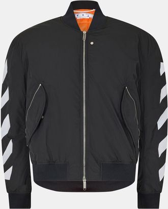 Off-white Mens Off White Color Block Ribbed Cuff Bomber Jacket in Black/White - Size Small