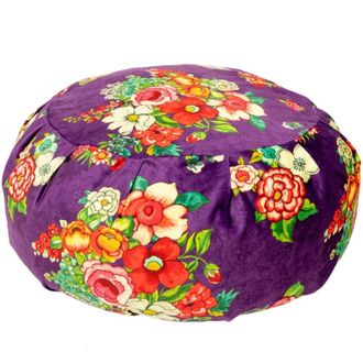 Vent de Boh&egrave;me Gran puf redondo de terciopelo con estampado floral violeta