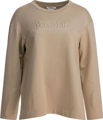 Max Mara Womens Silk And Cotton Sweatshirt - Tan - Size Medium