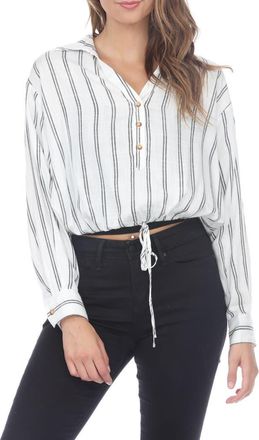Rain + Rose Stripe Drawstring Top in White at Nordstrom Rack, Size X-Large