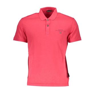 Napapijri Tops, Heren, Roze, S, Katoen, Roze Geborduurd Poloshirt