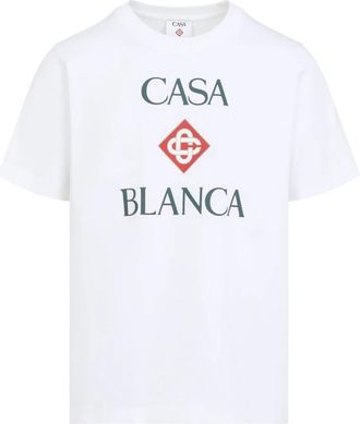 Casablanca T-shirt met logo-print - Heren - T-shirts - Wit - L - Katoen - Tops