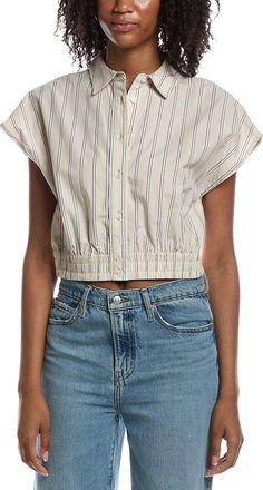 Current Elliott Extended Shoulder Cap Sleeve Cropped Blouse