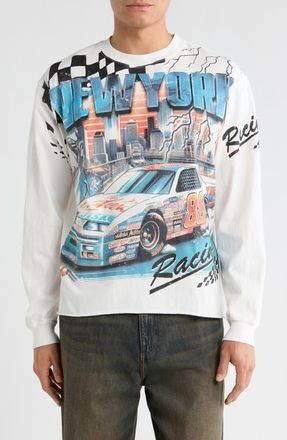 PacSun New York Racing Long Sleeve Graphic T-Shirt in White at Nordstrom, Size X-Large