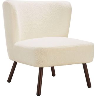 TecTake Teddy Chair, Plus Padding & Boucl&eacute; Cover in Off-White