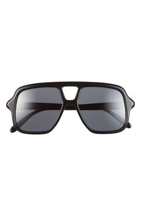 Loewe Slim Rectangular Sunglasses in Shiny Black /Smoke at Nordstrom