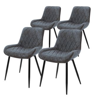 ML Design Ml-design - Set 4x Sillas De Comedor Antracita Moderno 81 Cm Asiento Tapizado De Imitaci&oacute;n Cuero Transpirable Y Suave Con Patas De Metal Sill&oacute;n Respal