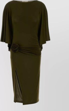 Blumarine jersey dress cape sleeves knee length