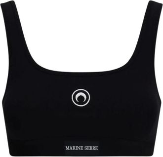 Marine Serre Reggiseno sportivo in jersey elasticizzato con logo Moon - - Sport - Donna - Nero - S