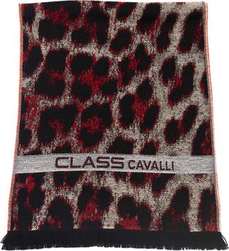 Cavalli Mens Burgundy Wool Scarf - Red - One Size