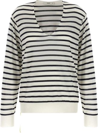 Fendi Wollen trui met V-hals - Dames - Truien - Veelkleurig - Maat: S Wol