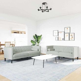 vidaXL vidaXL Set di divani Grigio chiaro Velluto