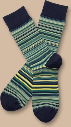 CHARLES TYRWHITT Multi Stripe Socks - Green Size 10.5-13 by Charles Tyrwhitt