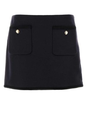 Miu Miu Midnight Blue Wool Mini Skirt
