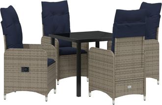 vidaXL Garden Dining Set with Cushion 5 pcs Black Poly rattan Vidaxl