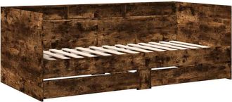 vidaXL Sof&aacute; Cama Con Cajones Sin Colch&oacute;n Roble Ahumado 100x200 Cm Vidaxl