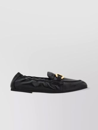 Ferragamo gancini leather loafers with round toe