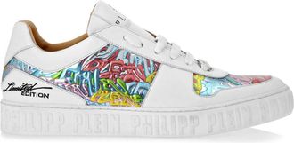 Philipp Plein graffiti-print lace-up sneakers - unisex - Leather - 42 - White