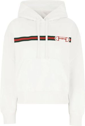 Gucci Hoodies, female, White, Size: L Cotton Jersey Sweatshirt with Print