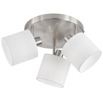 Reality Reality Leuchten - Tommy Plafoniera 3 Spots Con Diffusori Paralumi Bianchi Base Metallo Acciaio Satinato D.25cm Attacco E14