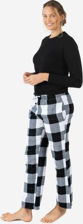 Leveret Womens Cotton Top & Flannel Pants Printed Holiday Pajama Set in Plaid Black & White at Nordstrom, Size 6X-Large