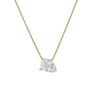 LuvMyJewelry Aurelia 14K Gold Lab Grown Diamond Toi Et Moi Necklace - 1.5 Ct