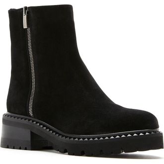 La Canadienne Crew City Dry Waterproof Moto Bootie in Black Suede at Nordstrom Rack, Size 9