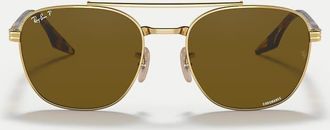 Ray-Ban Rb3688 - Occhiali da sole squadrati color oro arista con lenti marroni polarizzate