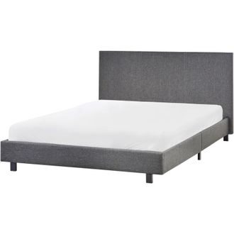 Beliani Cama Doble Tapizada 140 X 200 Cm Con Somier Y Cabecero Gris Albi