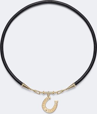 Marie Lichtenberg Collar Bonne Chance Small de oro de 18 ct y piel con diamantes