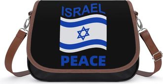 Generic Peace In Israel Crossbody Bag Womens Handbag PU Message Bags Shoulder Purse with Adjustable Strap