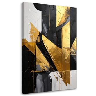 Feeby Cuadro En Lienzo, Abstracci&oacute;n Geom&eacute;trica Acentos Dorados, 80x120