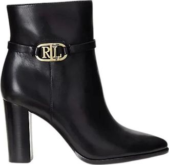Ralph Lauren Maxie enkellaars met hak - Dames - Schoenen - Zwart - Maat: 39 EU Leer